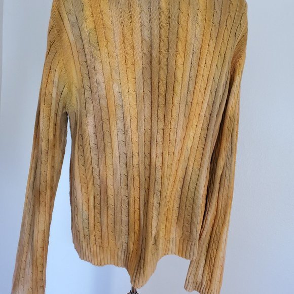 Cotton Cardigan Sweater tie dyed camo gold brown beige yellow green gray stripe - Picture 3 of 6